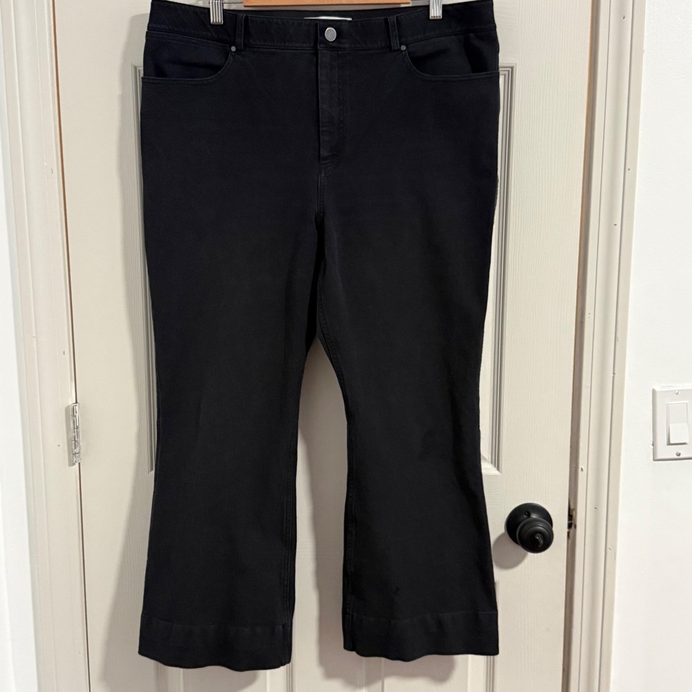 MM Lafleur Jeans Women 12 Black Archie Better than Denim Cotton Flare Minimalist